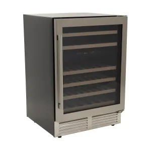 Avanti - WCD46DZ3S.  Dual-Zone Wine Cooler. 46 Bottle Capacity. in Stainless Steel with Wood Accent Shelving