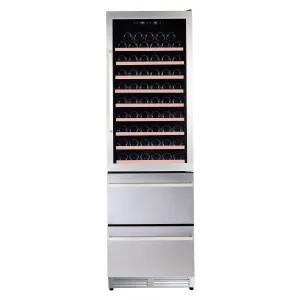 Avanti - WCDD108E3S.  Wine Cooler. 108 Bottle Capacity. 2-Drawer Beverage Center. in Stainless Steel