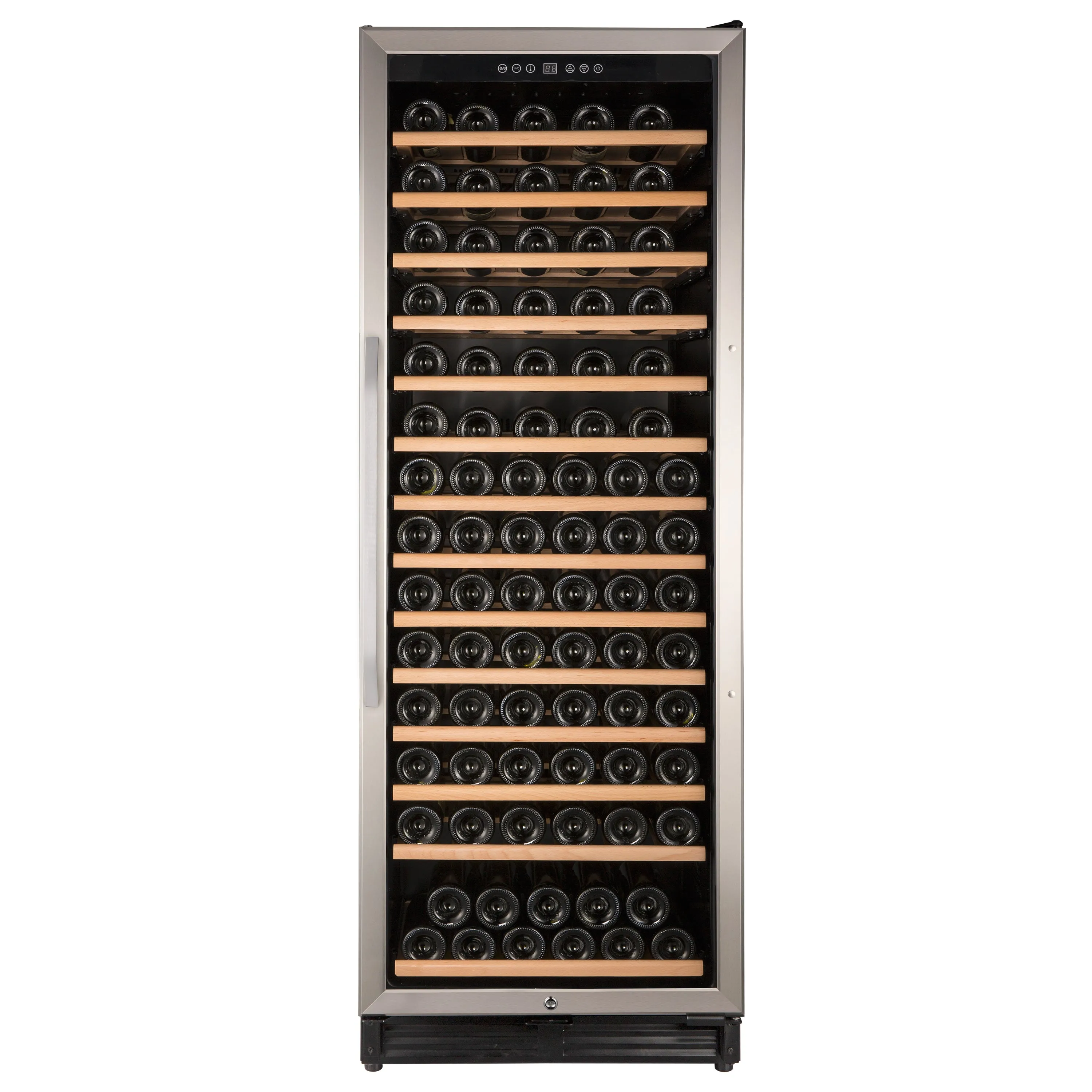 Avanti - WCF149SE3S. Avanti Wine Cooler. 149 Bottle Capacity. in Stainless Steel with Wood Accent Shelving