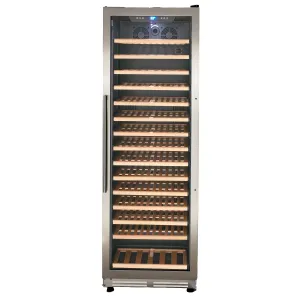 Avanti - WCF165S3SS. Avanti DESIGNER Series Single-Zone Wine Cooler. 165 Bottle Capacity.  in Stainless Steel with Wood Accent Shelving
