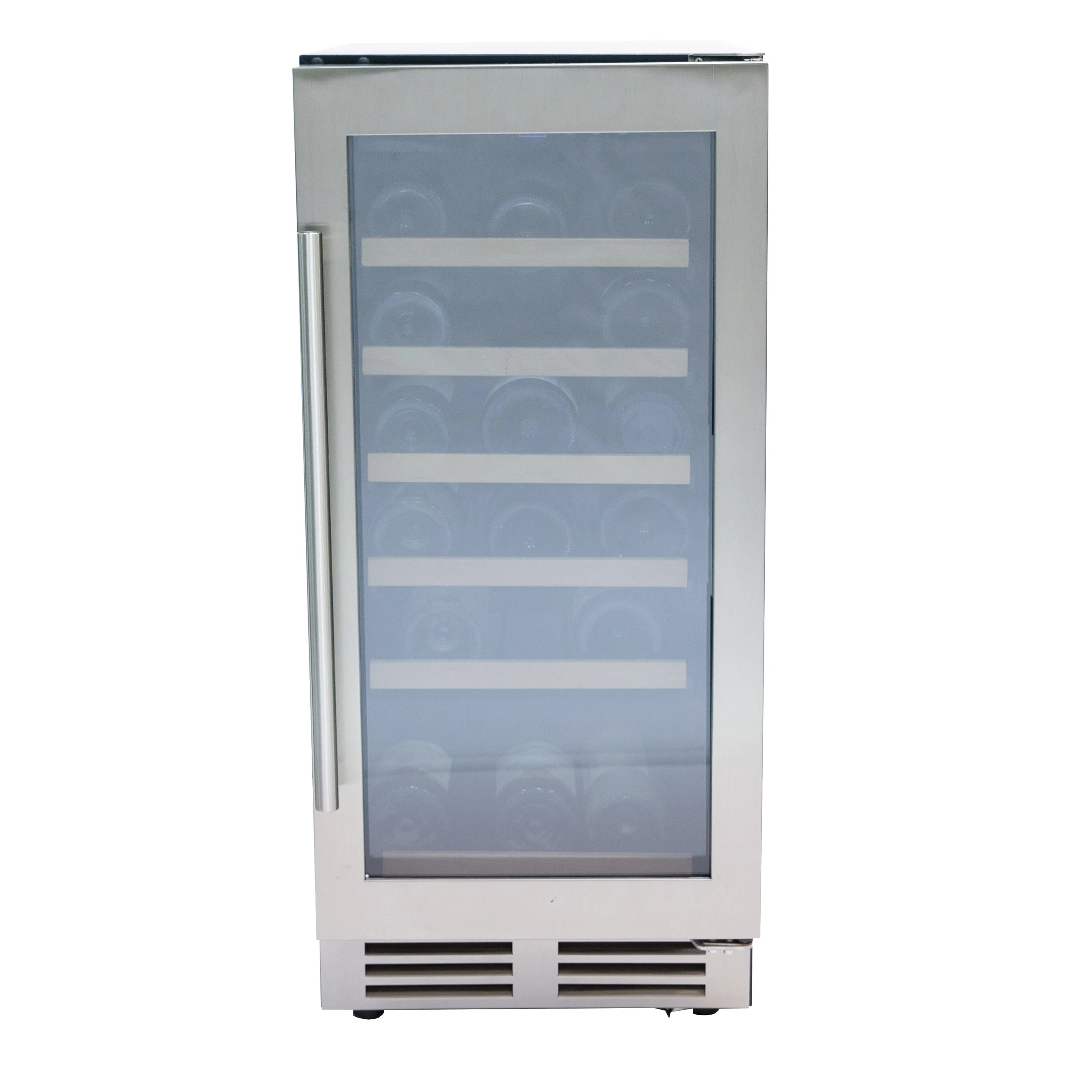 Avanti - WCF281E3SS. Avanti DESIGNER Series Wine Cooler. 28 Bottle Capacity. in Stainless Steel with Wood Accent Shelving