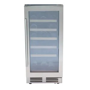 Avanti - WCF281E3SS. Avanti DESIGNER Series Wine Cooler. 28 Bottle Capacity. in Stainless Steel with Wood Accent Shelving