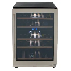 Avanti - WCF43S3SD. Avanti DESIGNER Series Dual-Zone Wine Cooler. 43 Bottle Capacity. in Stainless Steel with Wood Accent Shelving