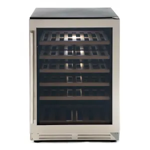 Avanti - WCF51S3SS. Avanti DESIGNER Series Wine Cooler. 51 Bottle Capacity. in Stainless Steel with Wood Accent Shelving
