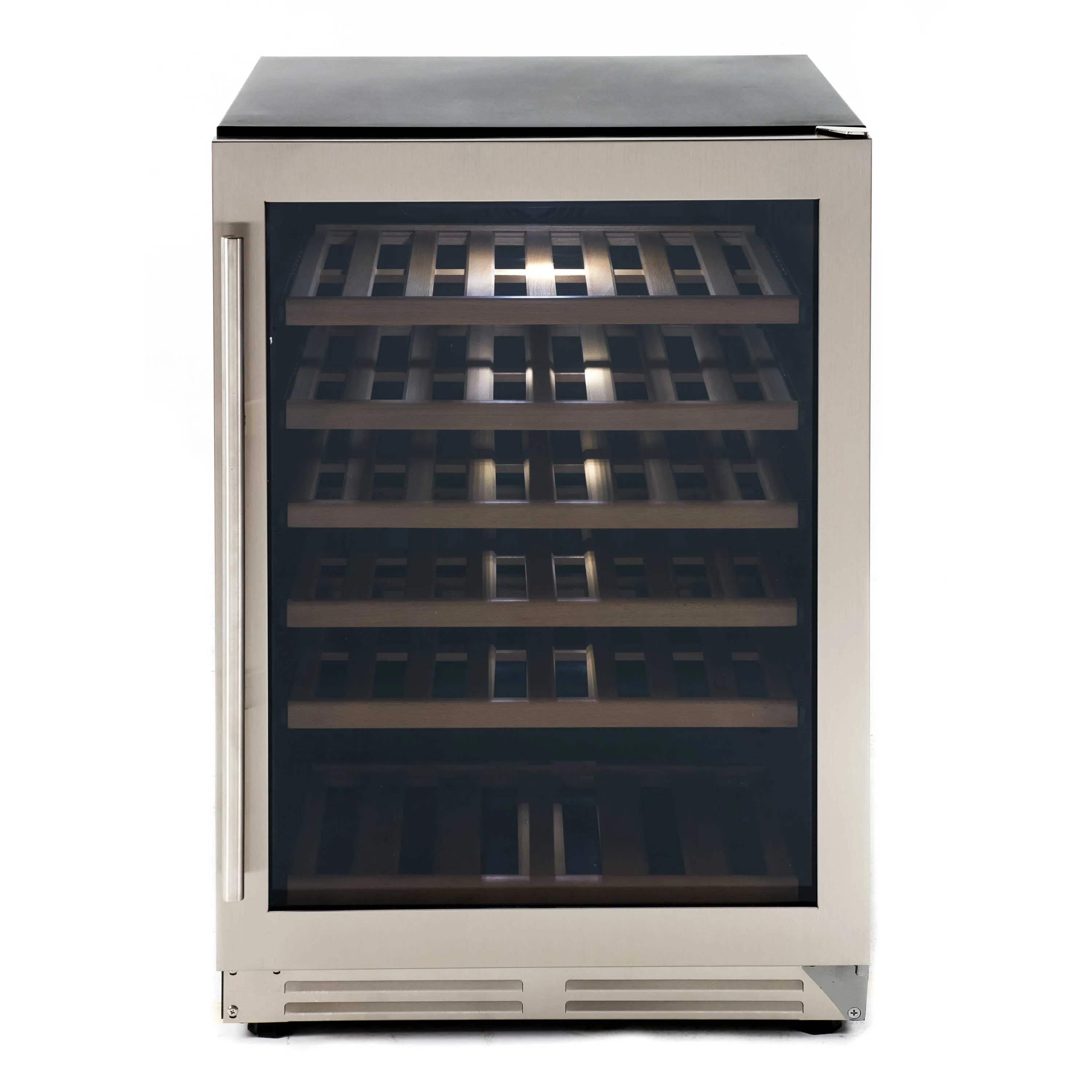 Avanti - WCF51S3SS. Avanti DESIGNER Series Wine Cooler. 51 Bottle Capacity. in Stainless Steel with Wood Accent Shelving