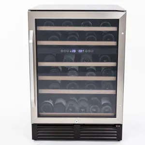 Avanti - WCR496DS. Dual-Zone Wine Cooler. 49 Bottle Capacity. in Stainless Steel with Wood Accent Shelving