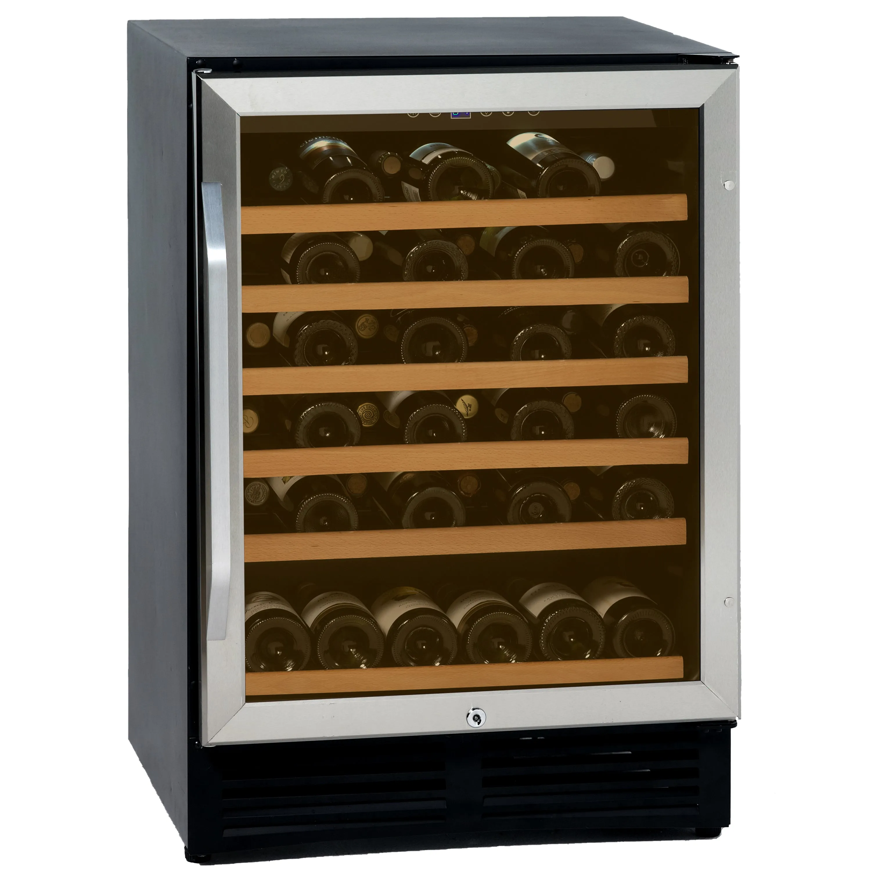 Avanti - WCR506SS. Avanti Wine Cooler. 50 Bottle Capacity. in Stainless Steel with Wood Accent Shelving