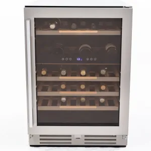 Avanti - WCSE47R3S. Avanti ELITE Series Wine Cooler. 47 Bottle Capacity. in Stainless Steel with Wood Accent Shelving