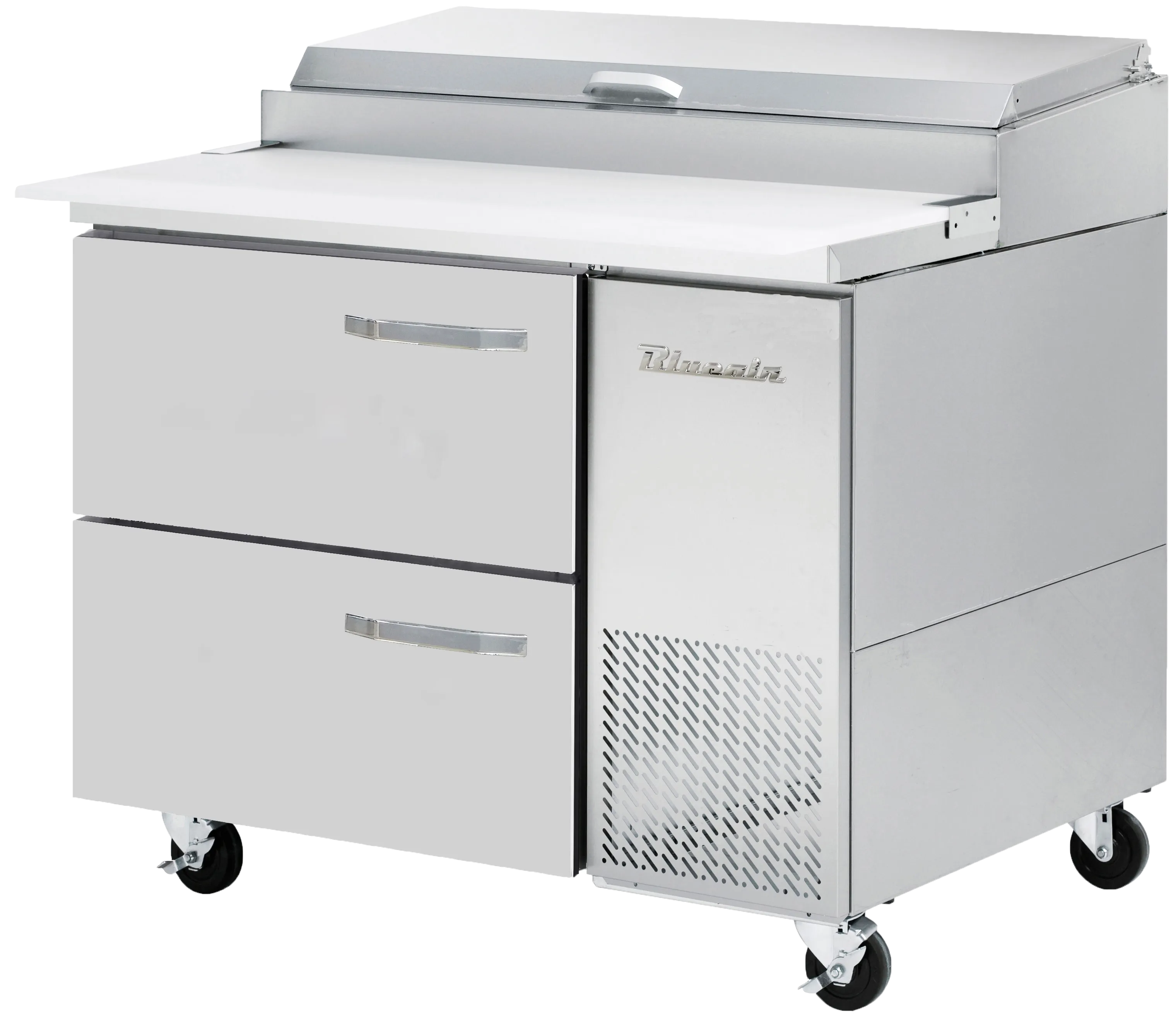 Blue Air - BAPP44-D2-HC. 2 Drawers All Stainless Pizza Prep.Table. 44-1/2 wide. 11.3 cu/ft - (6) 1/3 Pans - By Others. R-290 Refrigerant