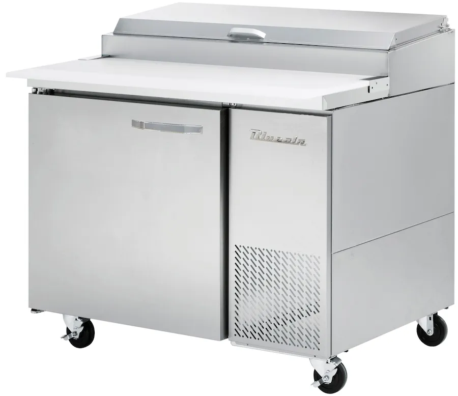 Blue Air - BAPP44-HC. 1 Door All Stainless Pizza Prep.Table. 44-1/2 wide. 11.3 cu/ft - (6) 1/3 Pans - By Others. R-290 Refrigerant