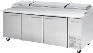 Blue Air - BAPP93-HC. 3 Doors All Stainless Pizza Prep.Table. 93-3/8 wide. 30.8 cu/ft. - (12) 1/3 Pans - By Others. R-290 Refrigerant