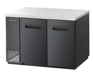 Blue Air - BBB59-2B-HC. 2 Doors Back Bar Cooler. Black Finish Exterior. 59 W x 27 D. R-290 Refrigerant