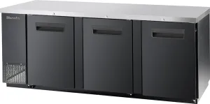 Blue Air - BBB90-4B-HC. 3 Doors Back Bar Cooler. Black Finish Exterior. 90 W x 27 D. R-290 Refrigerant
