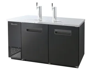 Blue Air - BDD59-2B-HC. 2 Doors Keg cooler. Black Finish Exterior. (2) 1/2 Barrels Capacity. 59 W x 27 D. R-290 Refrigerant