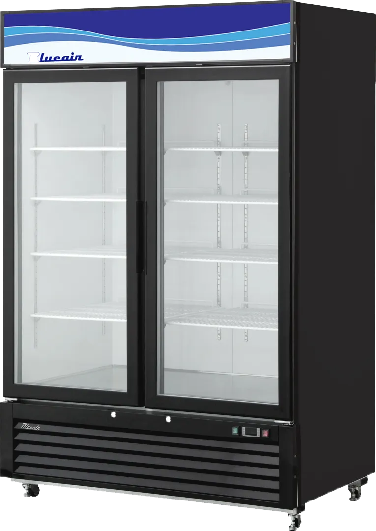 Blue Air - BKGM49B-HC. 49 CuFt. 2 Glass Doors Refrigerator (Swing). R-290 Refrigerant