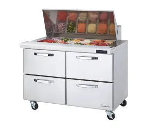 Blue Air - BLMT48-D4-HC. 4 Drawers All Stainless Prep. Table with (18) 1/6 Pans - 48 wide. 13 cu/ft.. R-290 Refrigerant