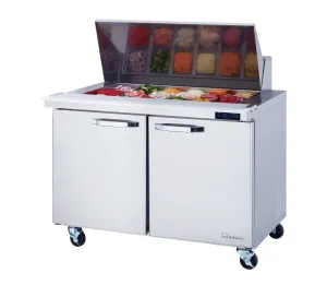 Blue Air - BLMT48-HC. 2 Doors All Stainless Prep. Table with (18) 1/6 Pans - 48 wide. 13 cu/ft.. R-290 Refrigerant