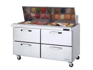 Blue Air - BLMT60-D4-HC. 4 Drawers 60 All Stainless Prep. Table with (24) 1/6 Pans - 60 wide. 16.5 cu/ft.. R-290 Refrigerant