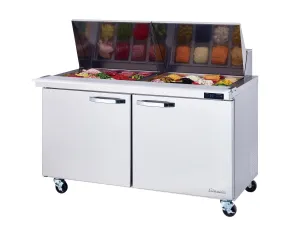 Blue Air - BLMT60-HC. 2 Doors 60 All Stainless Prep. Table with (24) 1/6 Pans - 60 wide. 16.5 cu/ft.. R-290 Refrigerant