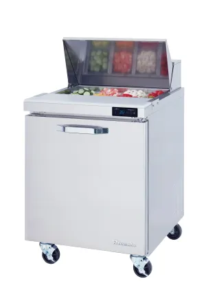 Blue Air - BLPT28-HC. 1 Door All Stainless Prep. Table with (6) 1/6 & (2) 1/9 Pans - 28 wide. 7 cu/ft.. R-290 Refrigerant
