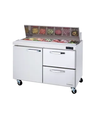 Blue Air - BLPT60-D2R-HC. 2 Drawers 1 Door (L)  Prep. Table with (16) 1/6  Pans - 60 wide. 16.5 cu/ft.. R-290 Refrigerant