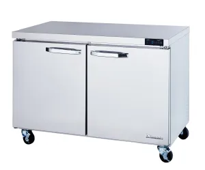 Blue Air - BLUF48-HC. 2 Doors All Stainless Undercounter Freezer - 48 wide. 13 cu/ft.. R-290 Refrigerant