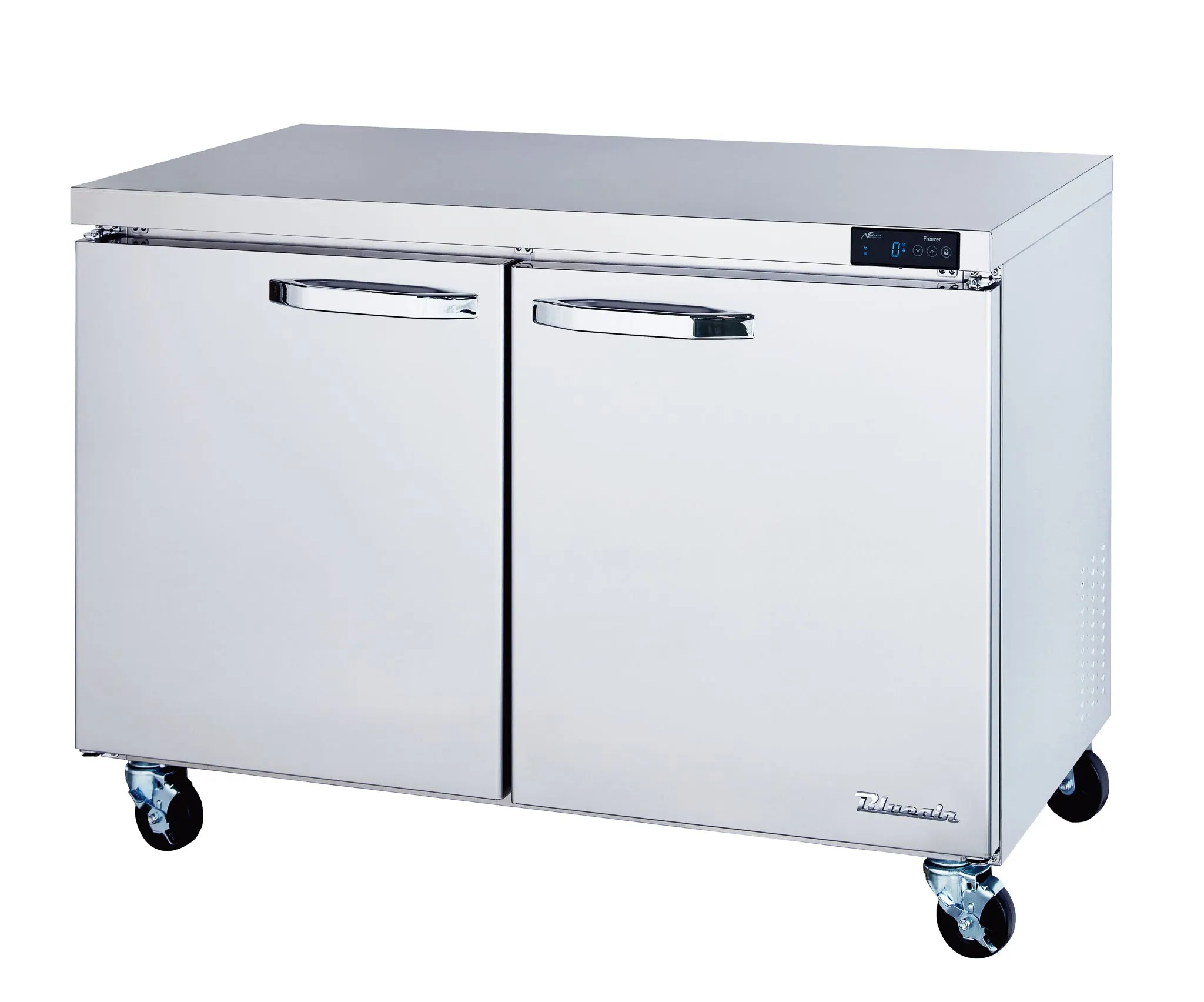 Blue Air - BLUF48-HC. 2 Doors All Stainless Undercounter Freezer - 48 wide. 13 cu/ft.. R-290 Refrigerant