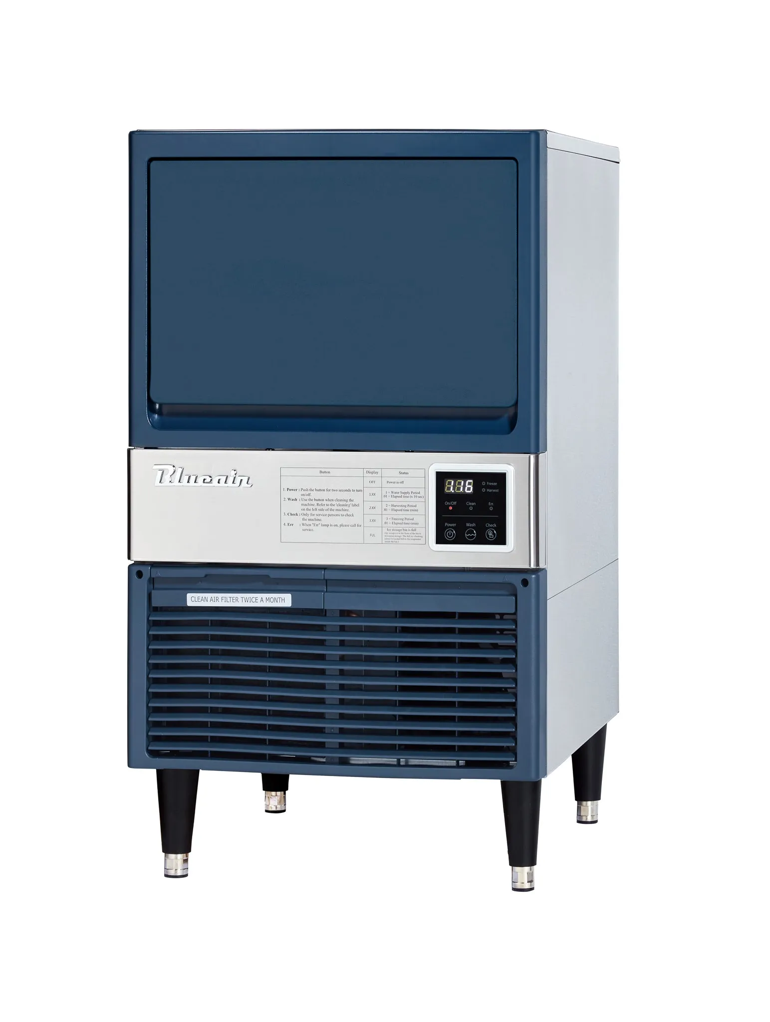 Blue Air - BLUI-100A. 128 Lbs Production. 55lbs Storage. 19 2/3 W x 25 5/8D x 38H. 115v/60/1