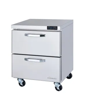 Blue Air - BLUR28-D2-HC. 2 Drawers All Stainless Undercounter Refrigerator - 28 wide. 7 cu/ft.. R-290 Refrigerant