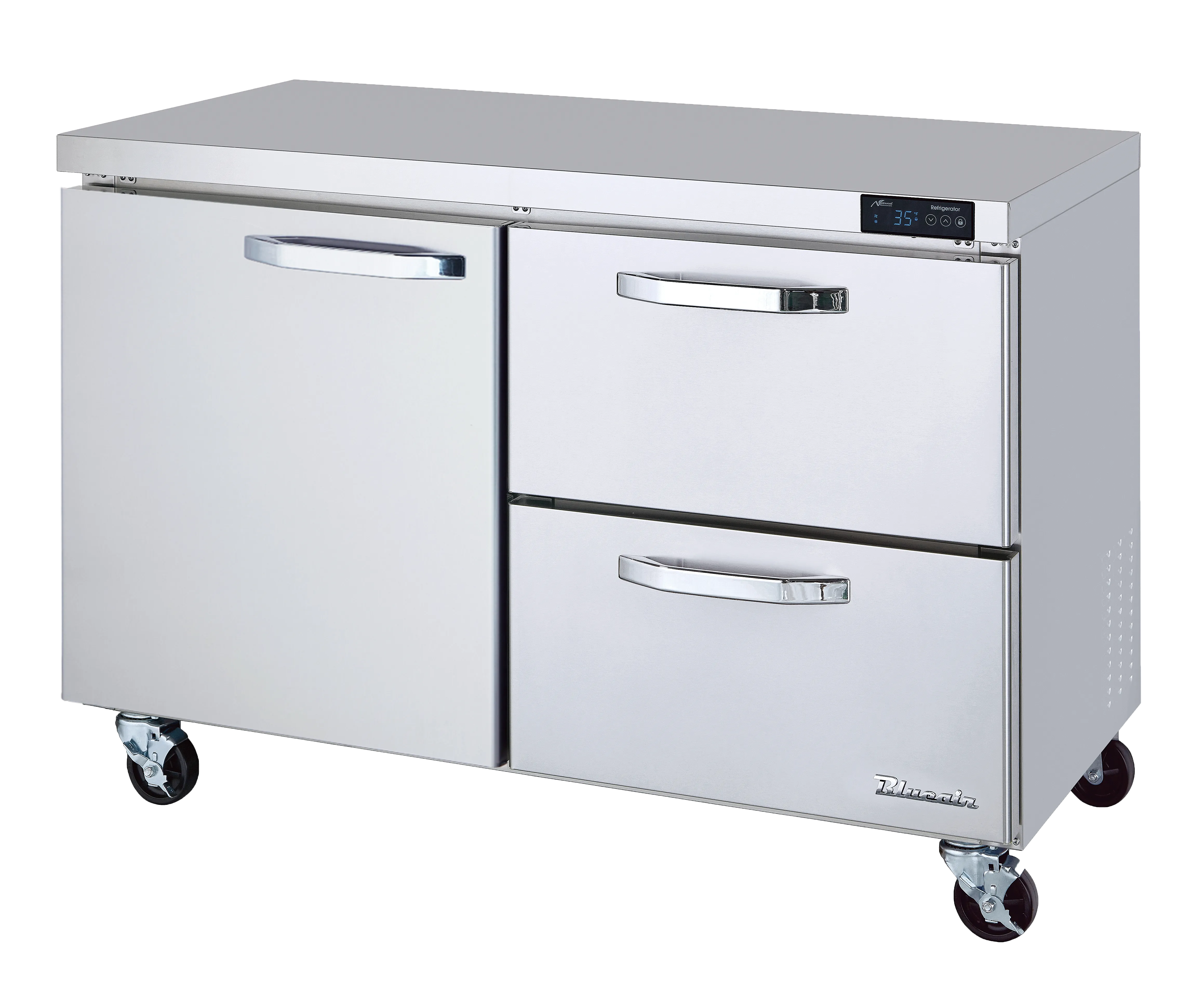 Blue Air - BLUR48-D2R-HC. 2 Drawers 1 Door (L) All Stainless Undercounter Refrigerator - 48 wide. 13 cu/ft.. R-290 Refrigerant