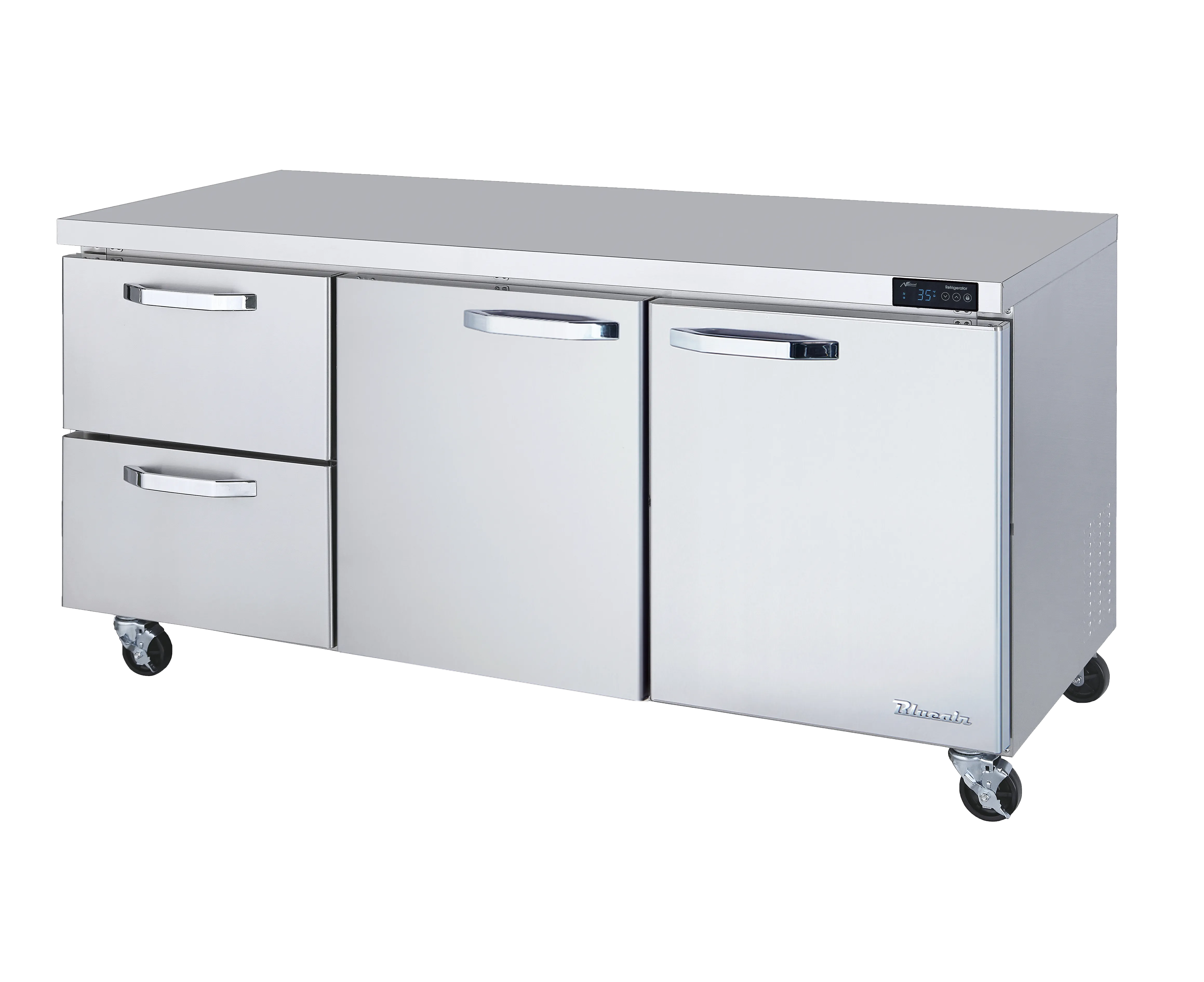 Blue Air - BLUR72-D2L-HC. 2 Drawers 2 Doors (M. R) All Stainless Undercounter Refrigerator - 72 wide. 20 cu/ft. R-290 Refrigerant