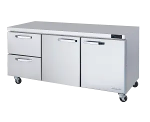 Blue Air - BLUR72-D2L-HC. 2 Drawers 2 Doors (M. R) All Stainless Undercounter Refrigerator - 72 wide. 20 cu/ft. R-290 Refrigerant
