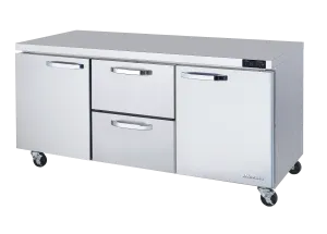 Blue Air - BLUR72-D2M-HC. 2 Drawers 2 Doors (L. R) All Stainless Undercounter Refrigerator - 72 wide. 20 cu/ft. R-290 Refrigerant
