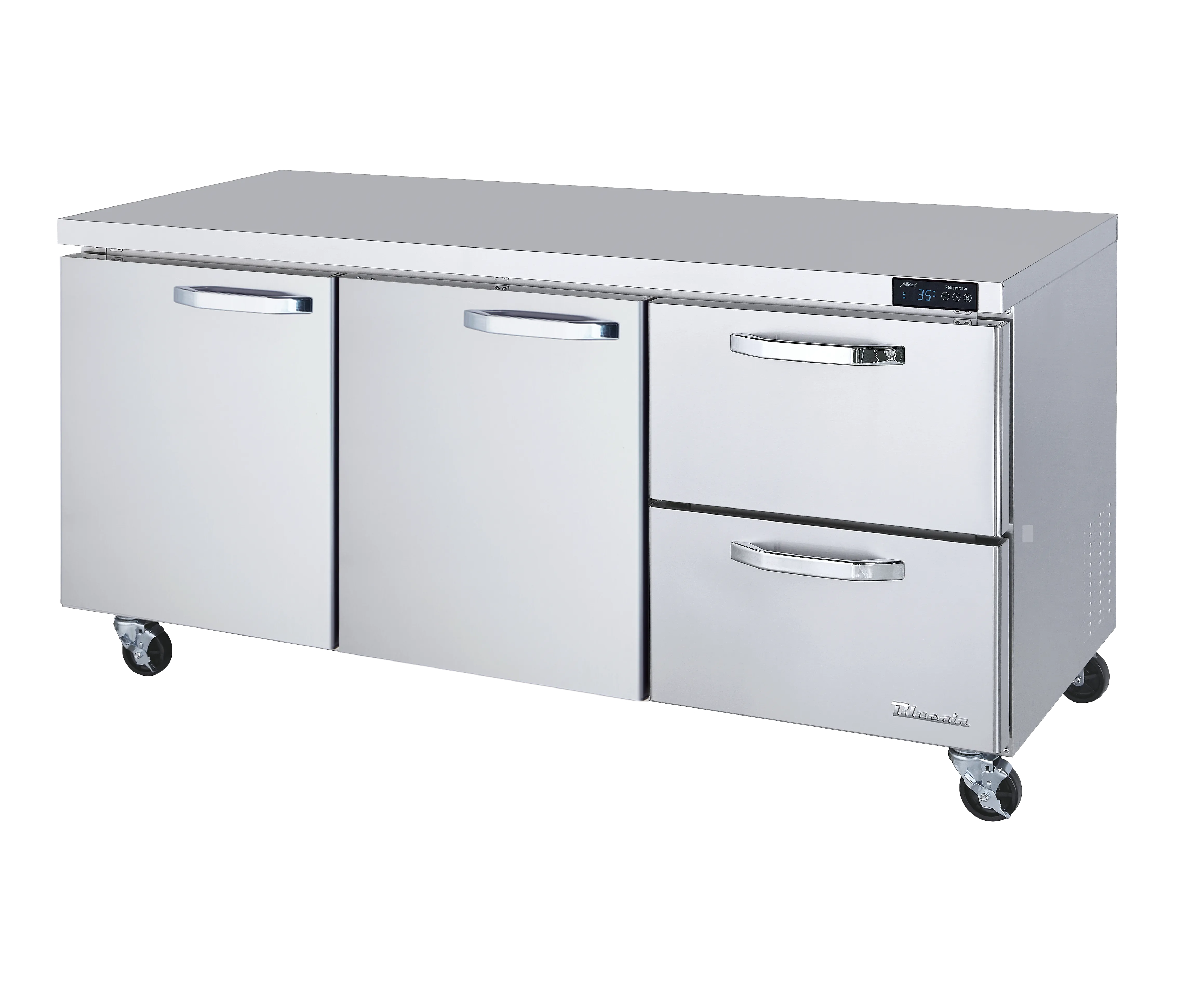 Blue Air - BLUR72-D2R-HC. 2 Drawers 2 Doors (L. M) All Stainless Undercounter Refrigerator - 72 wide. 20 cu/ft. R-290 Refrigerant