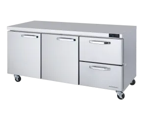 Blue Air - BLUR72-D2R-HC. 2 Drawers 2 Doors (L. M) All Stainless Undercounter Refrigerator - 72 wide. 20 cu/ft. R-290 Refrigerant