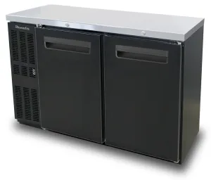Blue Air - BNB-48BT-HC. 2 Door Narrow Back Bar Cooler.  Black Finish Exterior. 48-1/4W x 24 D. R-290 Refrigerant