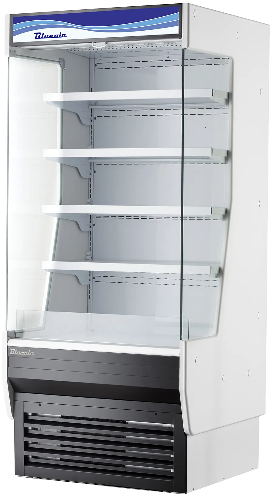 Blue Air - BOD-48G. 48 W x 32-1/2 D.  Vertical Open Display Case. Glass Side Panel