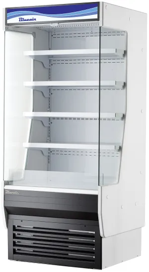Blue Air - BOD-48G. 48 W x 32-1/2 D.  Vertical Open Display Case. Glass Side Panel