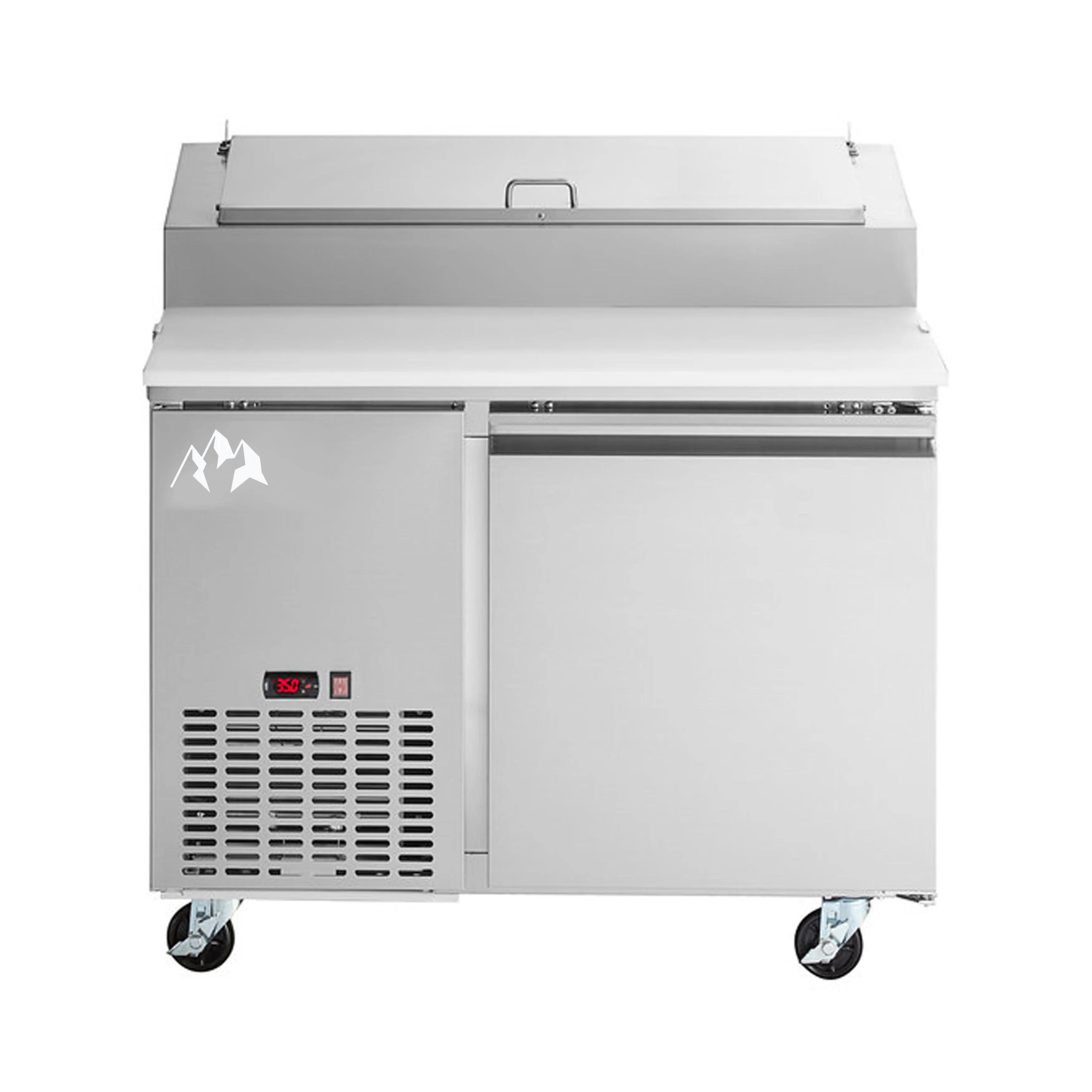 Chef AAA - APPT-49-HC. Commercial 49 Pizza Prep Table Refrigerator 6 Pans 1 Door Stainless Steel 6 cu.ft.