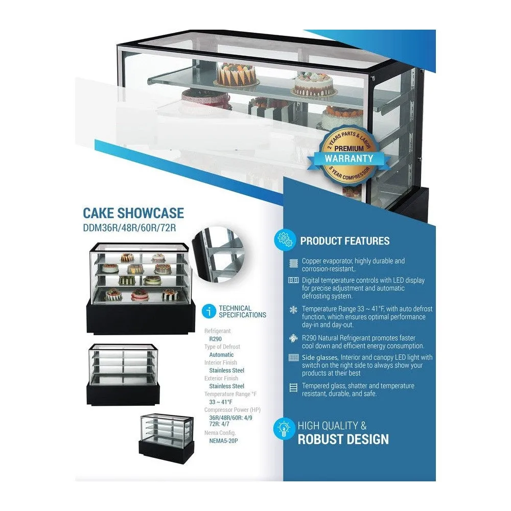 Chef AAA - CV-180 72 Refrigerated Flat Glass Bakery Display Case