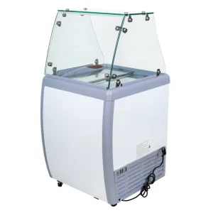 Chef AAA - FR-CN-0160-S. Commercial 26 Glass Door Ice Cream Dipping Chest Freezer Display and Sneeze Guard