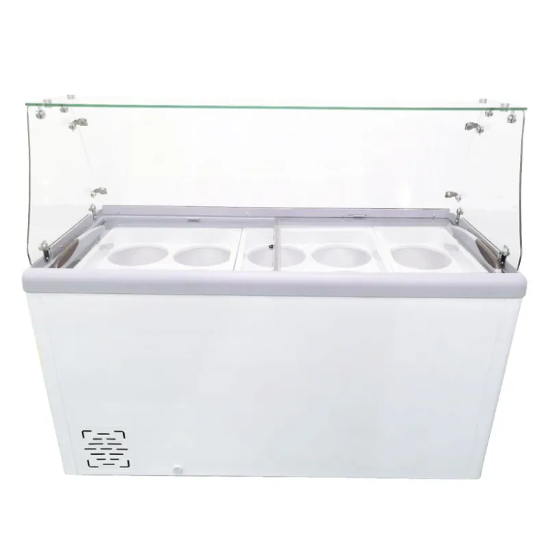 Chef AAA - FR-CN-0460-S. Commercial 60 Glass Door Ice Cream Dipping Chest Freezer and Sneeze Guard Display 370 liter