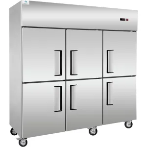 Chef AAA - SCD-660B 72 Commercial Dual Zone Reach-In Refrigerator and Freezer with 6 Solid Half Doors