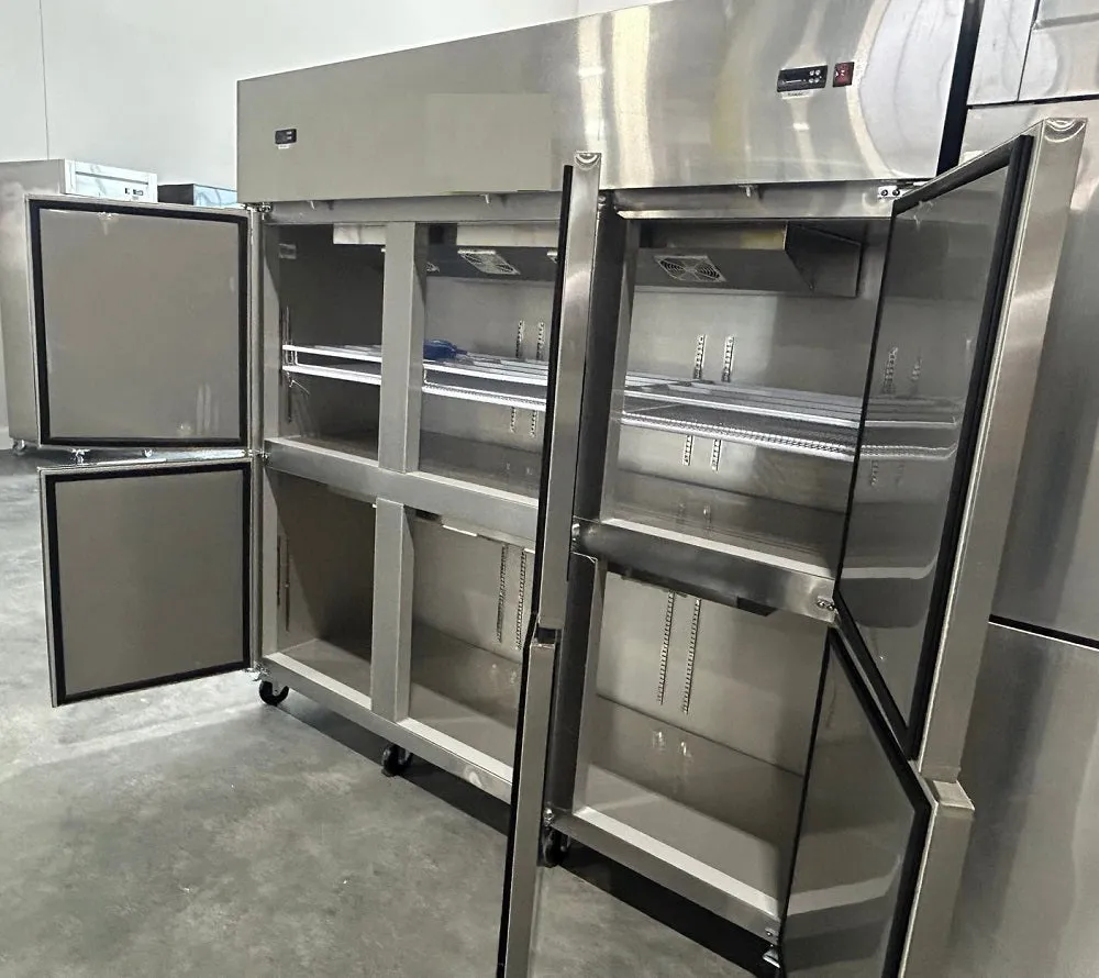 Chef AAA - SCD-660B 72 Commercial Dual Zone Reach-In Refrigerator and Freezer with 6 Solid Half Doors