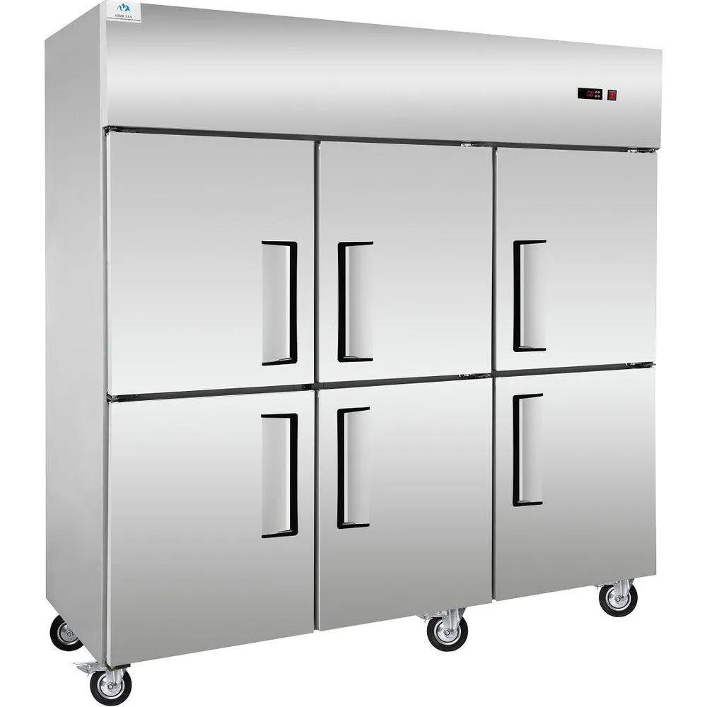 Chef AAA - SCD-660R 72 Commercial Reach-In Refrigerator with 6 Solid Half Doors