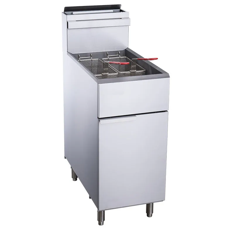 Chef AAA - TCF3-NG Commercial 40lbs Natural Gas Fryer with 3 Tube Burners