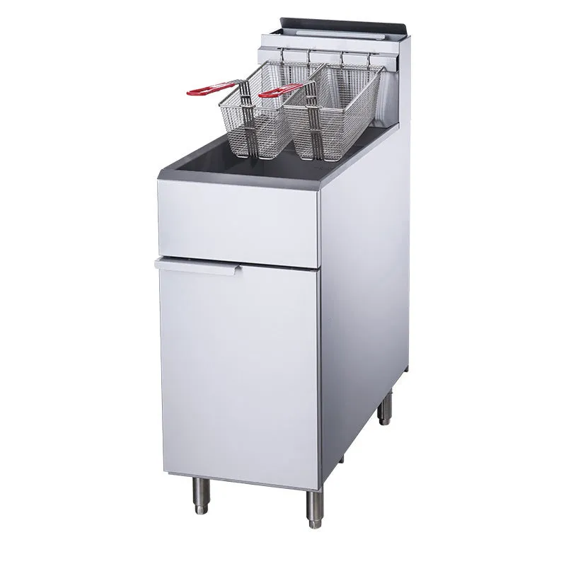 Chef AAA - TCF3-NG Commercial 40lbs Natural Gas Fryer with 3 Tube Burners