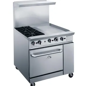Chef AAA - TCR36-2B24GM Commercial 36 Oven Range Two Open Burners 24 Griddle Natural Gas