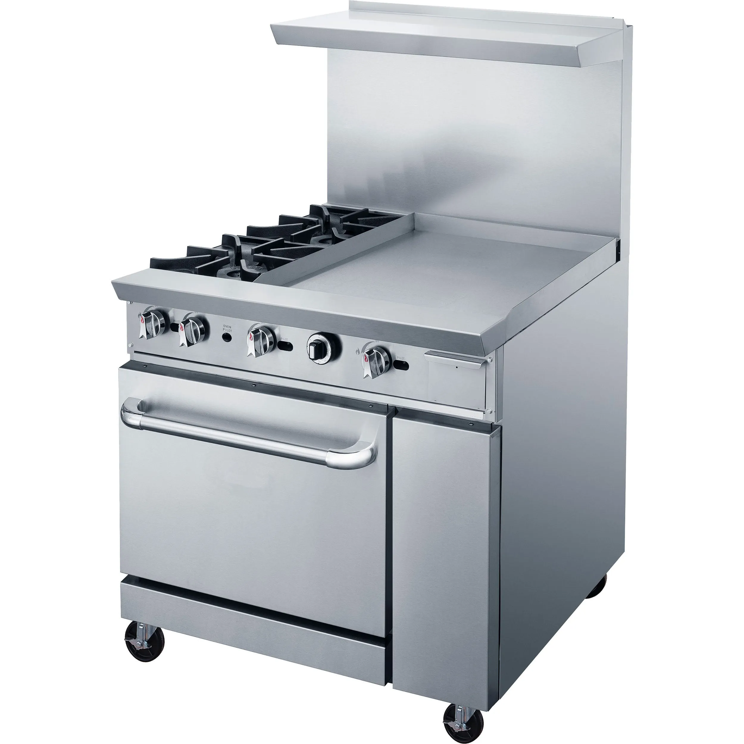 Chef AAA - TCR36-2B24GM Commercial 36 Oven Range Two Open Burners 24 Griddle Natural Gas