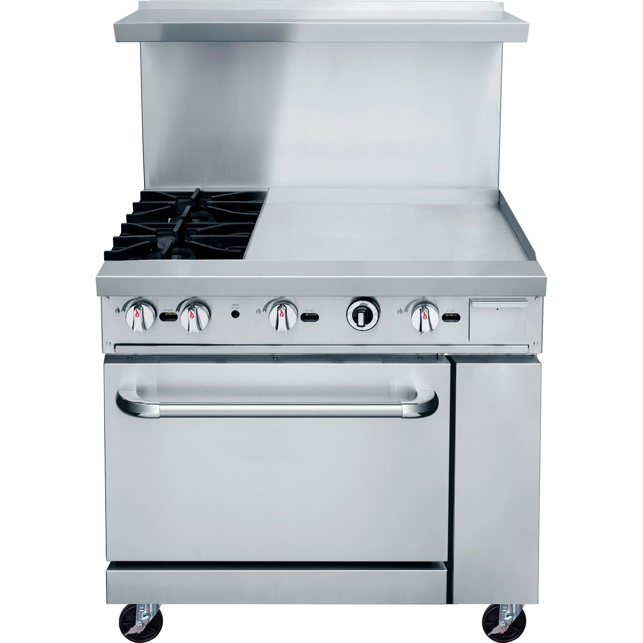 Chef AAA - TCR36-2B24GM Commercial 36 Oven Range Two Open Burners 24 Griddle Natural Gas